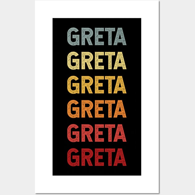 Greta Name Vintage Retro Gift Called Greta Wall Art by CoolDesignsDz